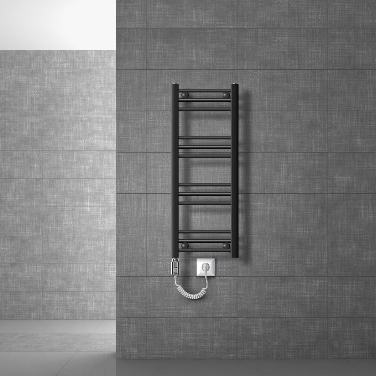 BADHEIZKÖRPER elektrisch Sahara 300x800 mm Anthrazit gerade mit Heizstab 300W - Anthrazit, Metall (3/80/30cm) - LuxeBath