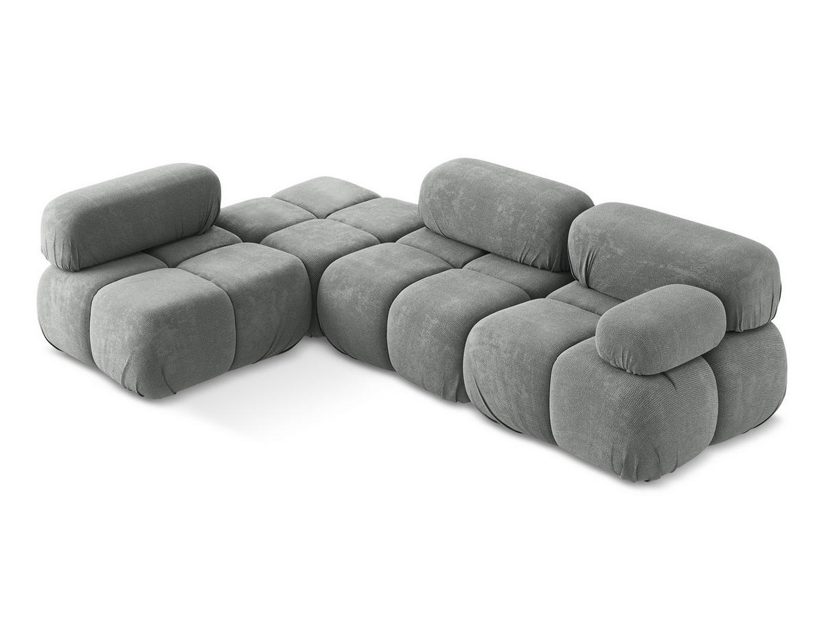 ECKSOFA Links Chenille Stoff Grau - Blau/Schwarz, Kunststoff/Textil (190/285cm) - Makamii