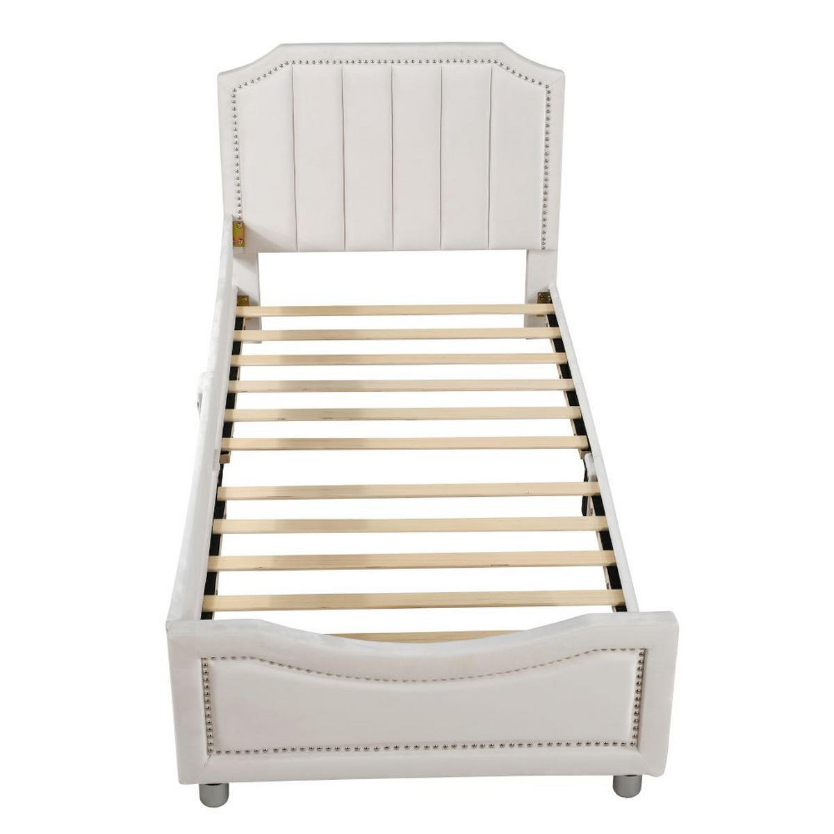 KINDERBETT 90/200 cm in Beige mit Lattenrost - Beige, Holz/Textil (90/200cm) - KOMHTOM