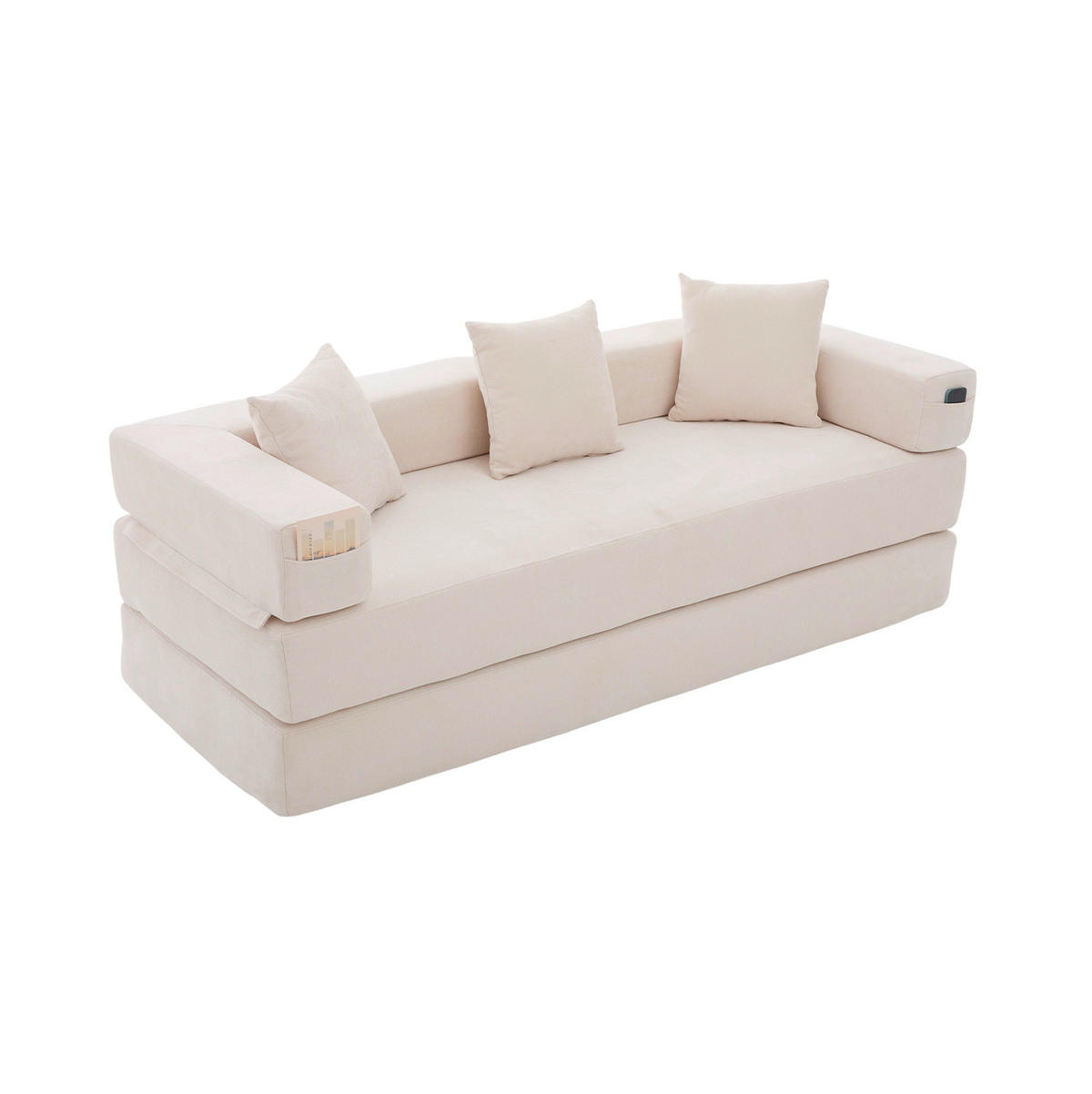 SOFA modular 198 x 79 cm Chenille Beige - Beige, Kunststoff (31.1/23.62/77.95cm) - Meubliv