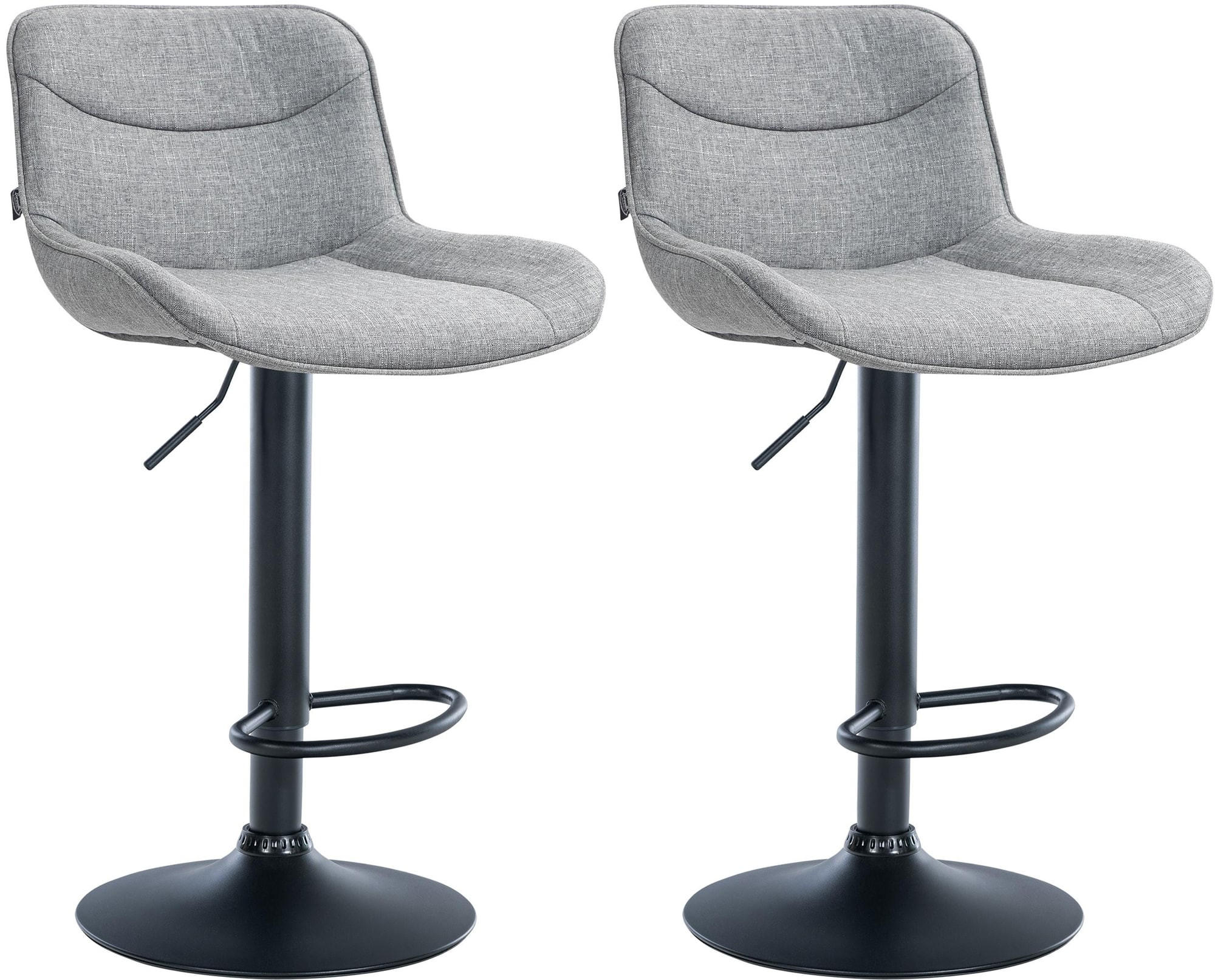 BARHOCKER 2er Set Stoff grau - Schwarz/Grau, Textil/Metall (49/85/51cm) - CLP