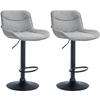 BARHOCKER 2er Set Stoff grau - Schwarz/Grau, Textil/Metall (49/85/51cm) - CLP