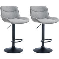 BARHOCKER 2er Set Stoff grau - Schwarz/Grau, Textil/Metall (49/85/51cm) - CLP