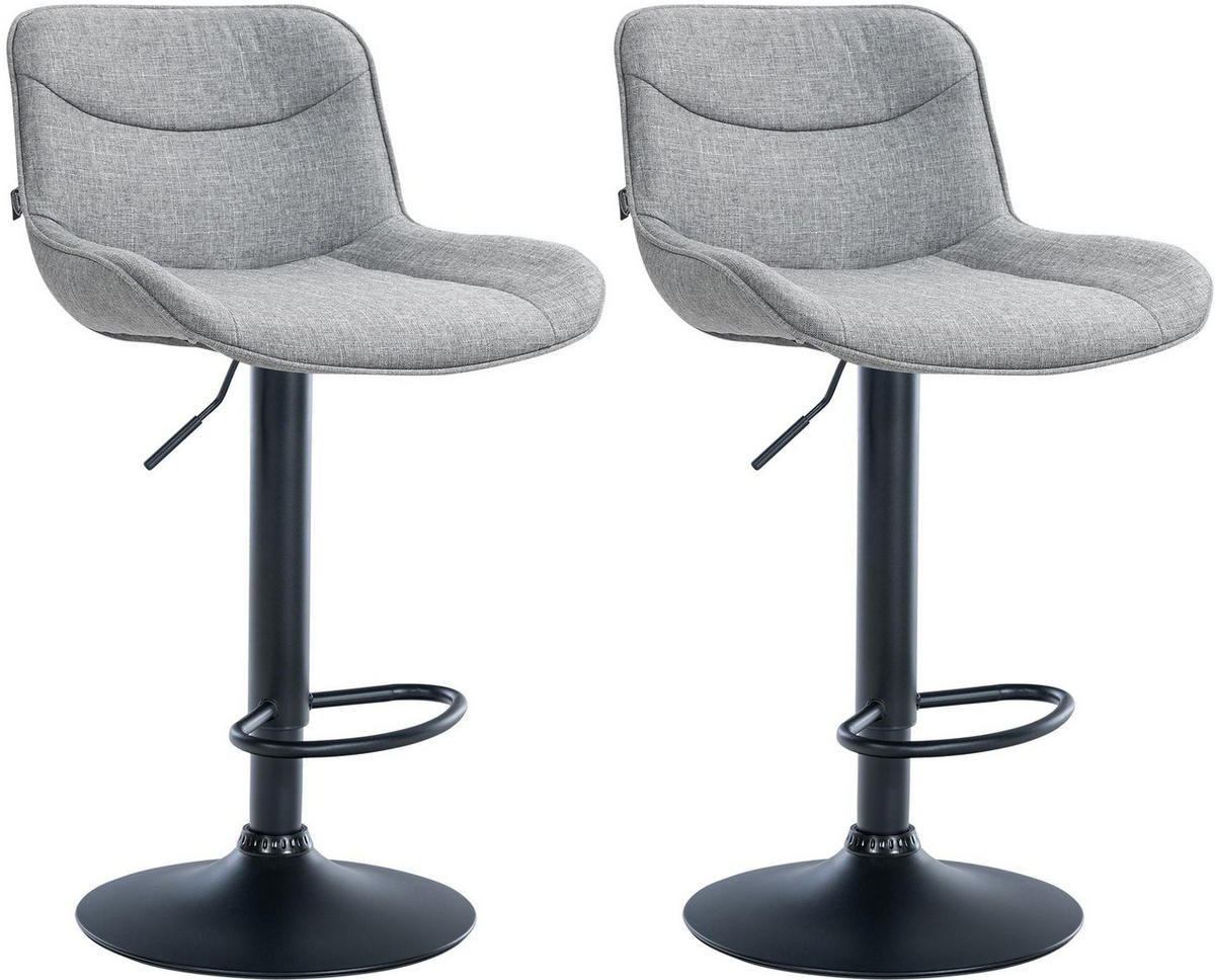 BARHOCKER 2er Set Stoff grau - Schwarz/Grau, Textil/Metall (49/85/51cm) - CLP