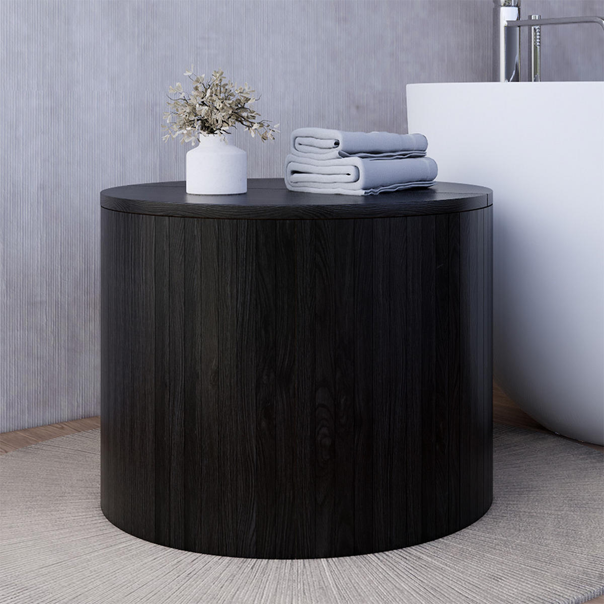 COUCHTISCH Tavilo Schwarz/Eiche 48 x 48 cm - Schwarz/Braun, Holzwerkstoff (48/48/38cm) - Vicco