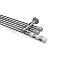 INNENLAUF-GARDINENSTANGEN-SET Siteno Mavell 240 cm (geteilt in 2 x 120 cm), 3-läufig, 20 mm Ø Chrom - Chromfarben/Weiß, Metall (240cm) - INTERDECO