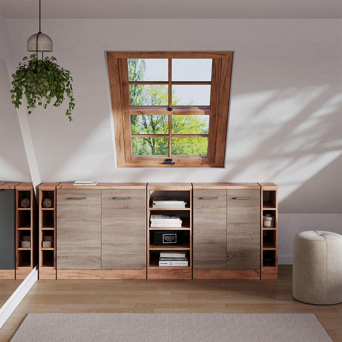 ŠATNÍKOVÁ ZOSTAVA PRE ŠIKMÉ STRECHY Rion Sonoma 210 cm Súprava 5 korpusov skrine hĺbka 60 cm - dub medový/dub sonoma, kompozitné drevo (210/83.8/60cm) - Vicco