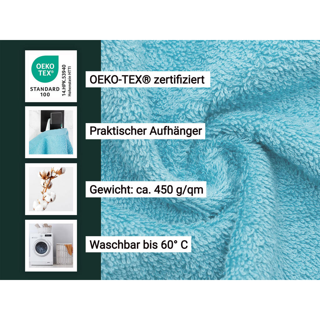 Thumbnail - Zollner Gästetücher,, Blau, Textil, 30x50 cm, Oeko-Tex® Standard 100, Badtextilien, Gästehandtücher