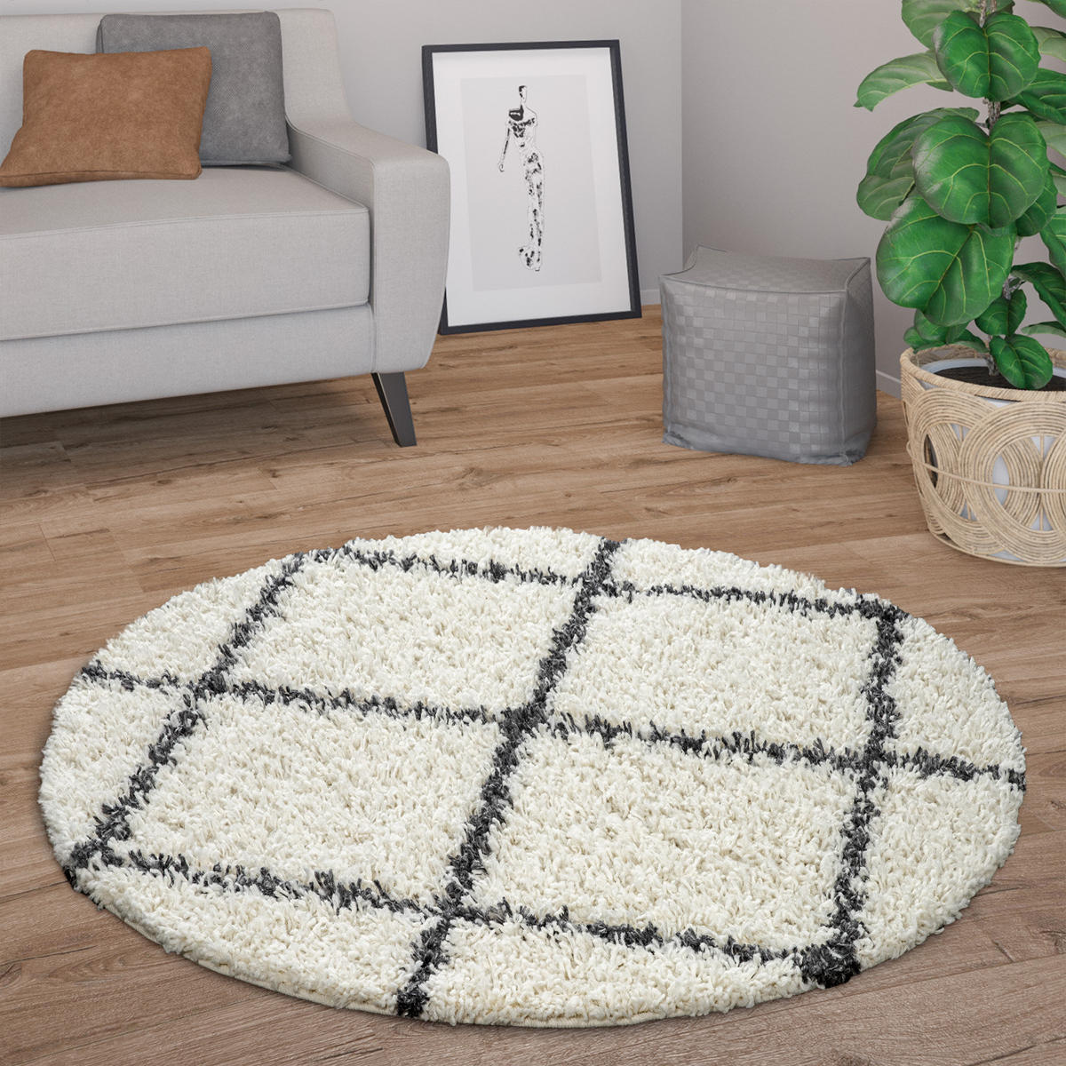 HOCHFLORTEPPICH 200/200 cm Kalmar 441 - Creme, Textil (200/200cm) - Paco Home