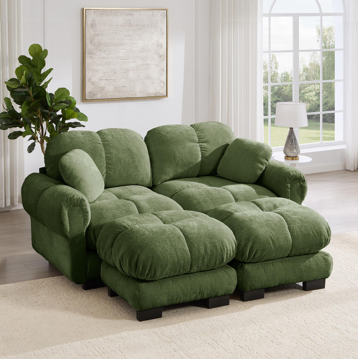 SOFA od ženilje u zelenoj boji, 190/149/90 cm - zelena, tekstil (149/90/190cm) - Flora Grace