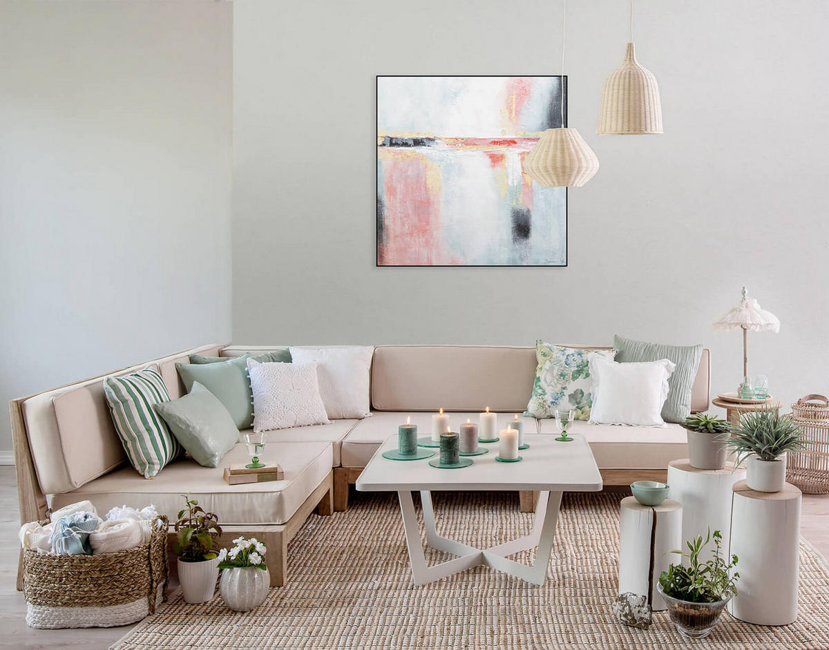 ACRYLBILD HANDGEMALT 80/80 cm - Pink, Holz/Textil (80/80cm) - KUNSTLOFT