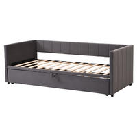 POLSTERBETT 90/200 cm ausziehbar auf 180/200 cm mit Lattenrost und Rückenlehne, Grau - Grau, Textil (90/200cm) - Redom