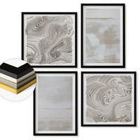 WANDBILDER 4er-Set - 50x50 cm & 40x60 cm Schwarzer Rahmen - Abgenutzte Texturen, moderner Stil - Schwarz, Kunststoff (50/50cm) - ArtPrintCave