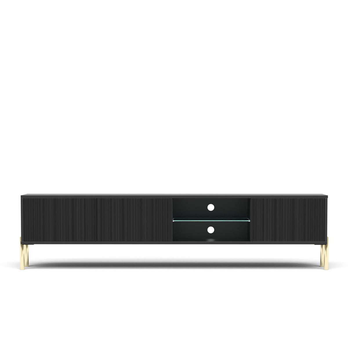 TV-SCHRANK Noxy 175x47x31,6 cm - Lowboard mit Stauraum - Tv Ständer aus Laminierter Spanplatte - Schwarz - Schwarz, Holzwerkstoff (180/55/40cm) - Chilly