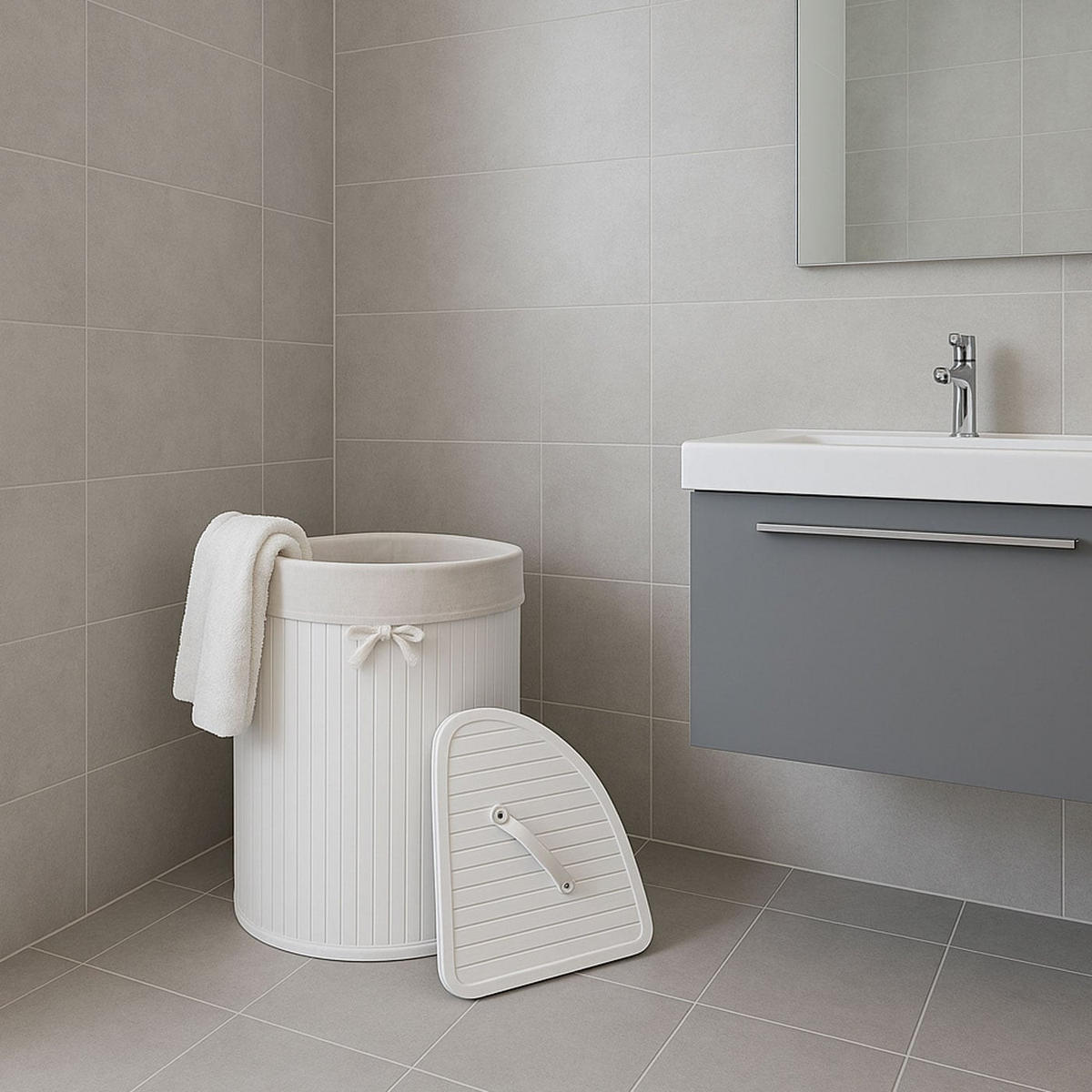 KOŠ NA PRÁDLO ECKWäSCHEKORB Bílý - bílá, textil (48/61/35cm) - MCW