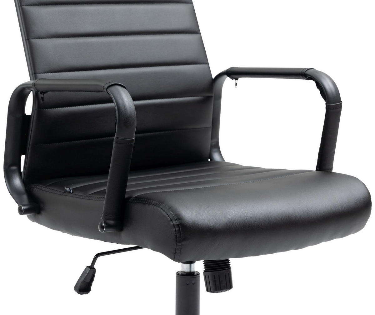 DREHSTUHL Lederlook schwarz/schwarz - Schwarz, Textil/Metall (58/105/66cm) - CLP