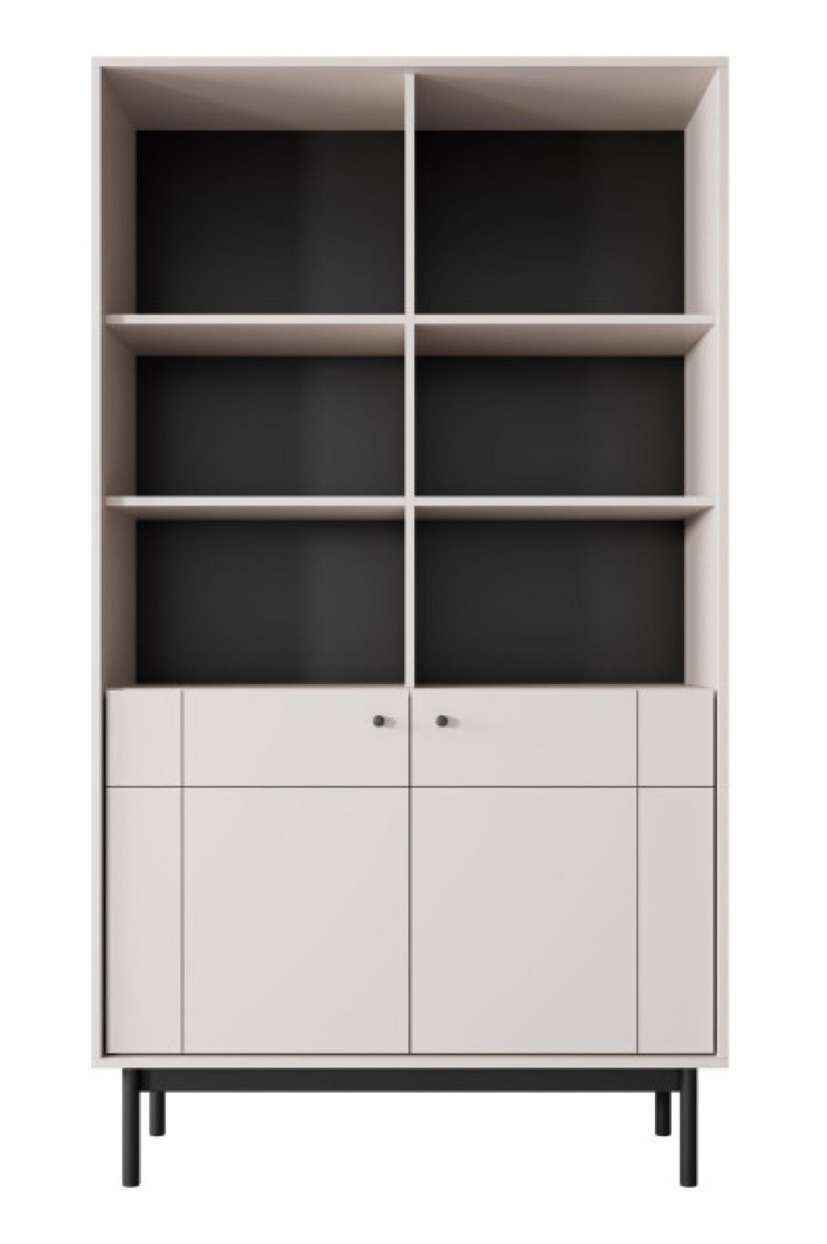 REGAL Kaschmir R104 Japandi Stil Mit Regalen Mit Metallgestell - Beige, Holzwerkstoff (103.4/184.6/39cm) - Sepro Meble
