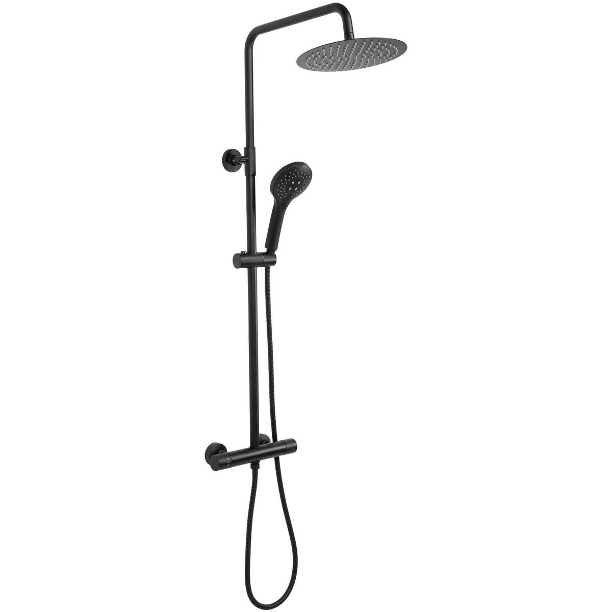 DUSCHGARNITUR Mit Thermostat Rea Vincent Black - Schwarz, Metall (27/123.5/48cm) - REA
