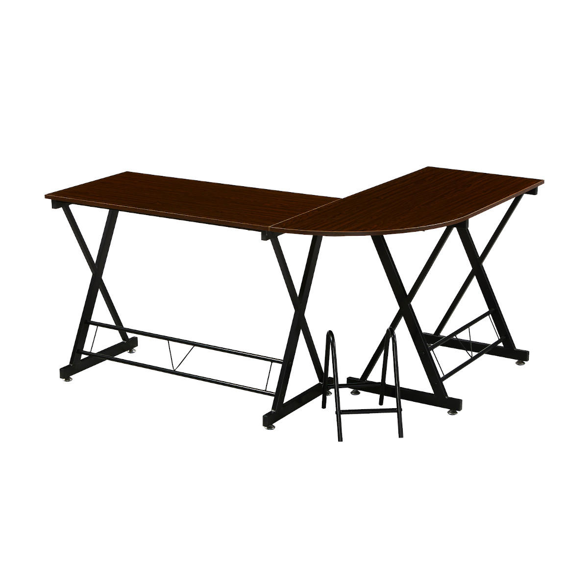 ECKSCHREIBTISCH ECKHART Nussbaum-Optik - Braun, Metall (150/50/75cm) - SVITA