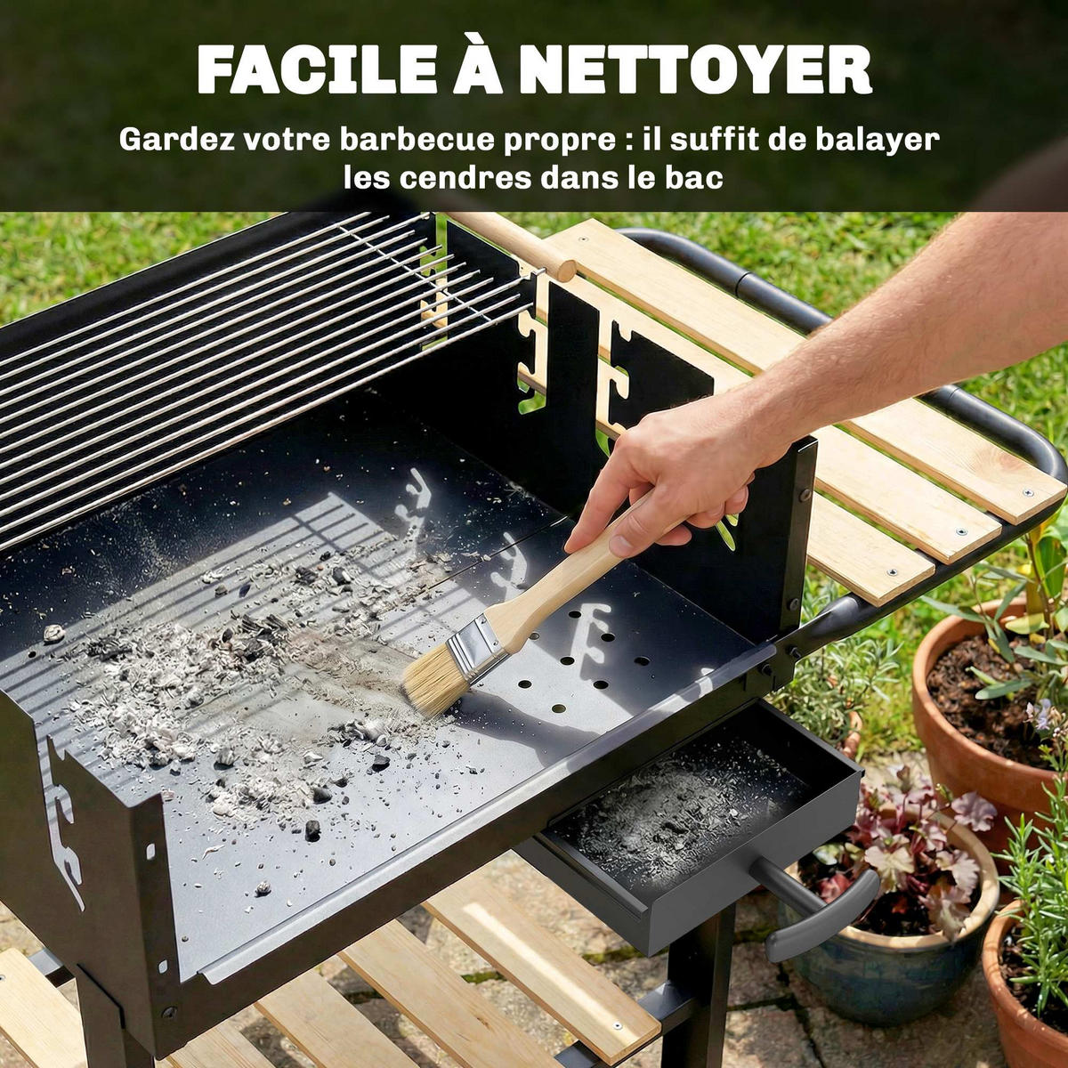 HOLZKOHLEGRILL DE-18276 Schwarz - Schwarz, Metall (58/82/99.5cm) - ComfortXL