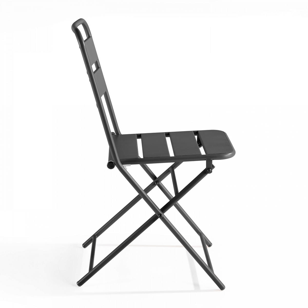 GARTENSET klappbar 3-tlg., Grau - Grau, Metall (70/70/72cm) - Oviala
