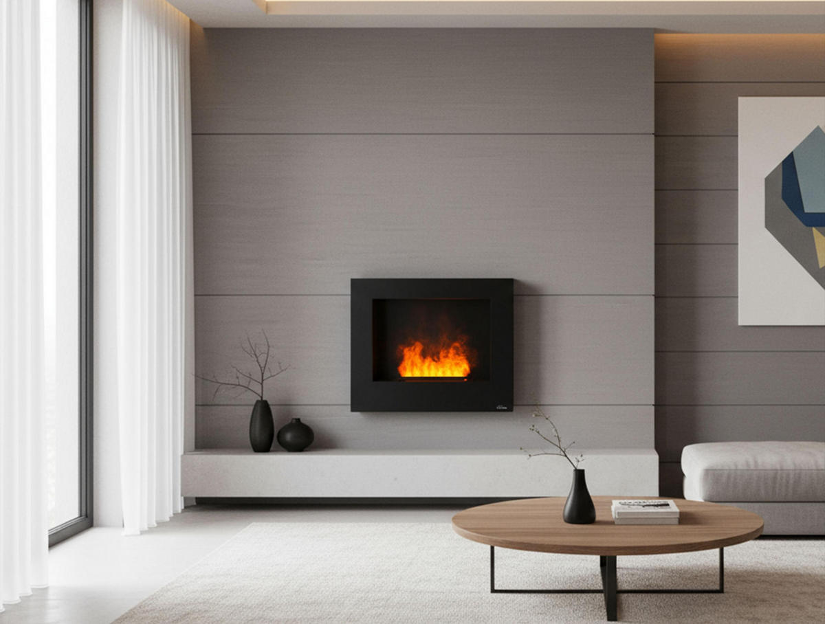 WASSERKAMIN zur Dekoration Schwarz mit Stahlmöbel 1.5 L Tank - Schwarz, Metall (70/20/60cm) - Purline