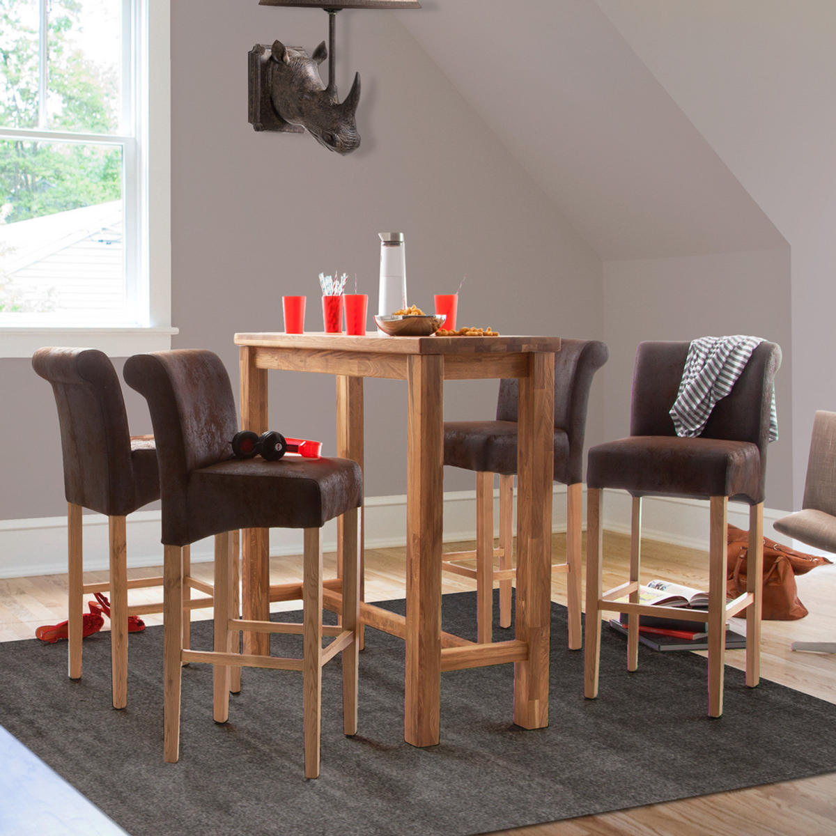 BARTISCH - Eiche massiv - Eichefarben, Holz (45/108/107cm) - home24