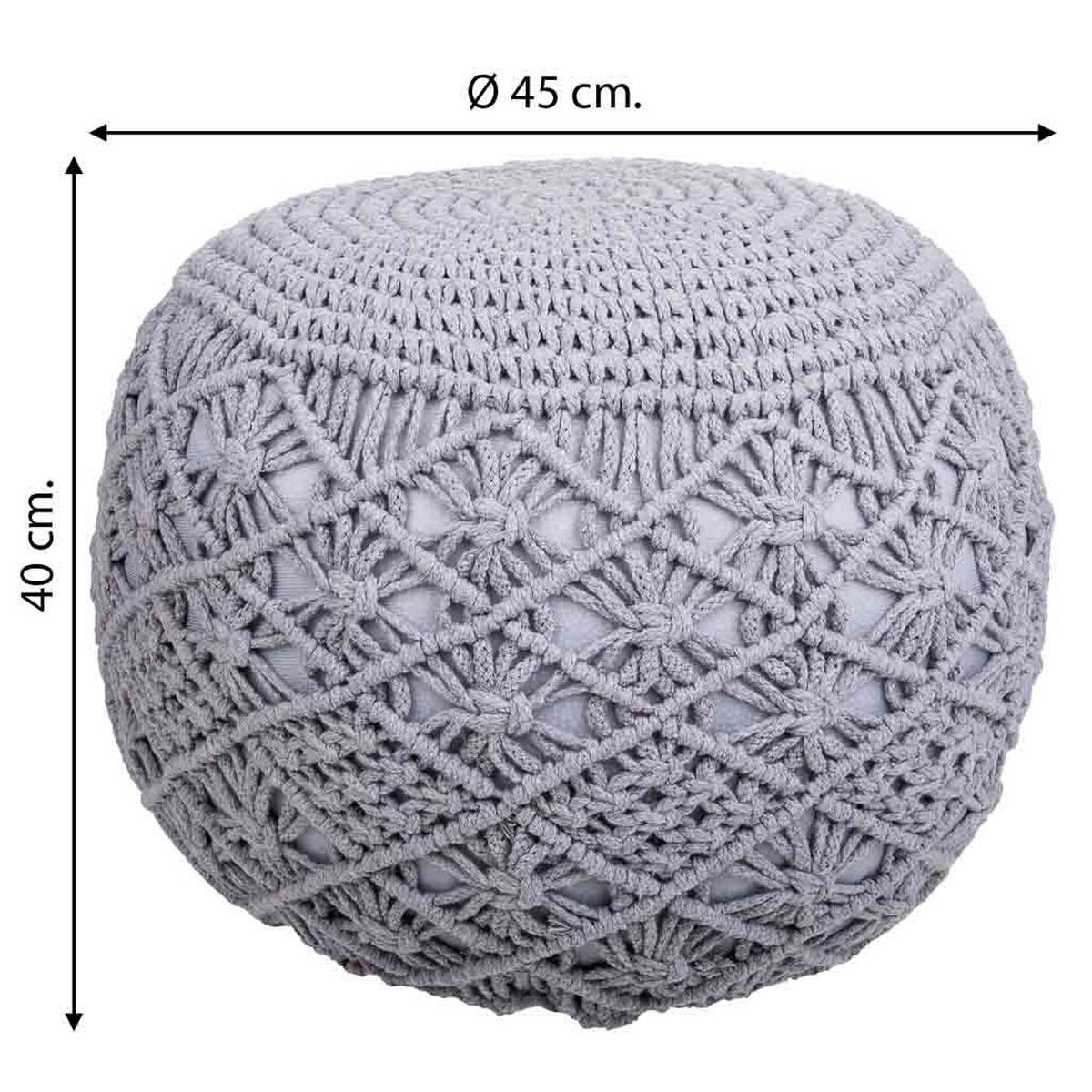 POUF aus Baumwolle, grau, 45x40cm - Grau, Textil (45/40/45cm) - Wanderlust