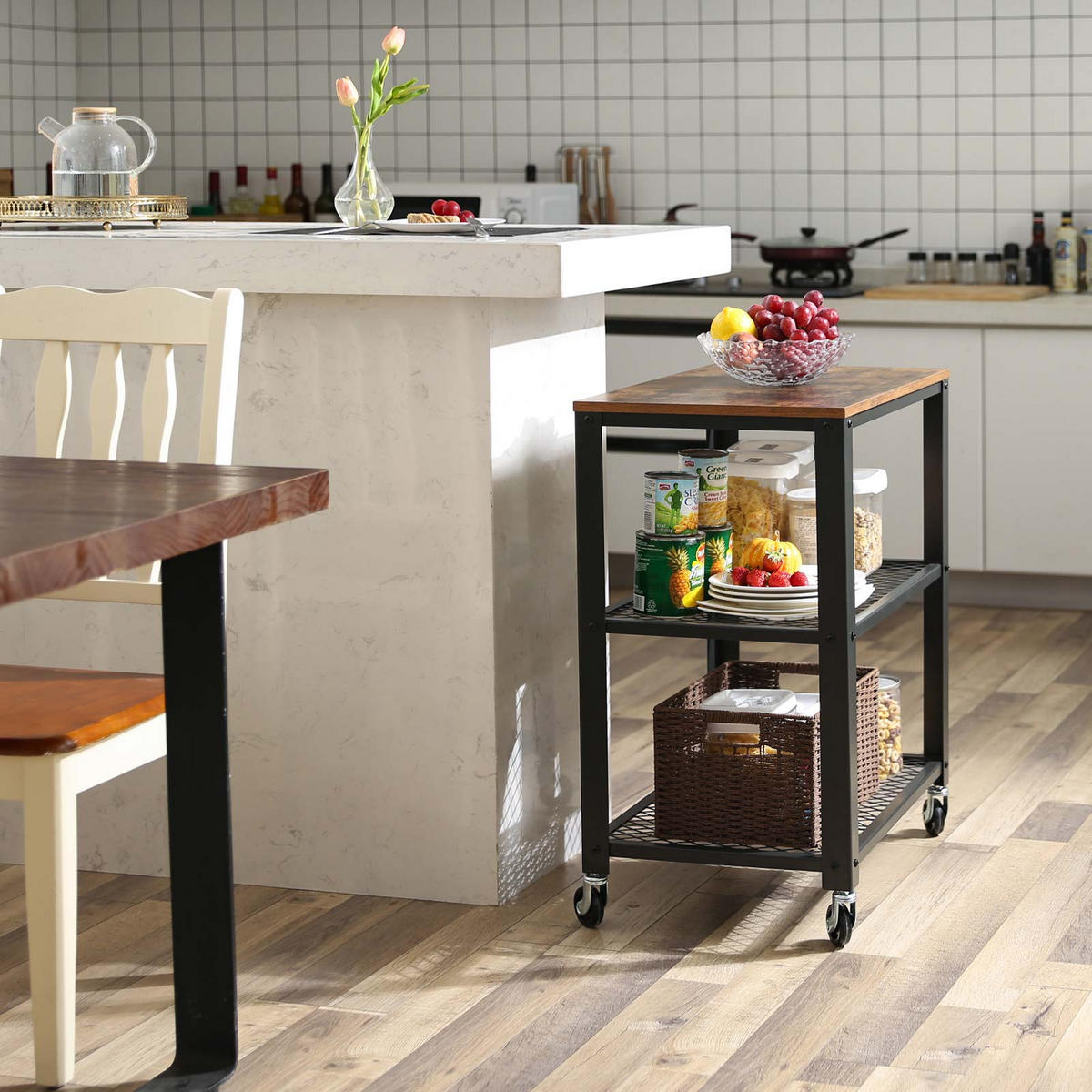 SERVIERWAGEN KÜCHENWAGENX - Braun, Holzwerkstoff (77.5/40/60cm) - Hansiro