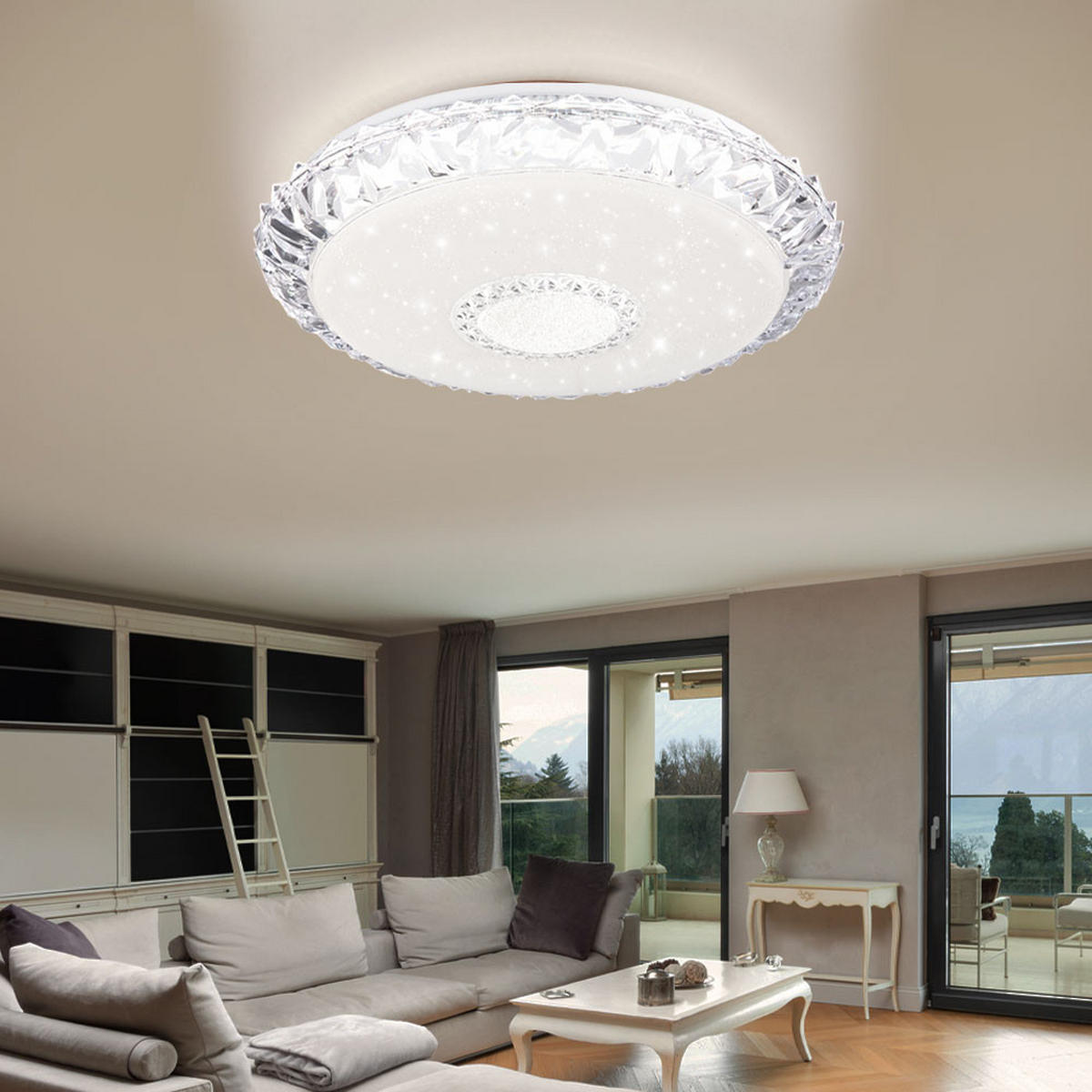 LED DECKENLEUCHTE Kristalloptik Weiß - Weiß, Metall (50/50/10cm)