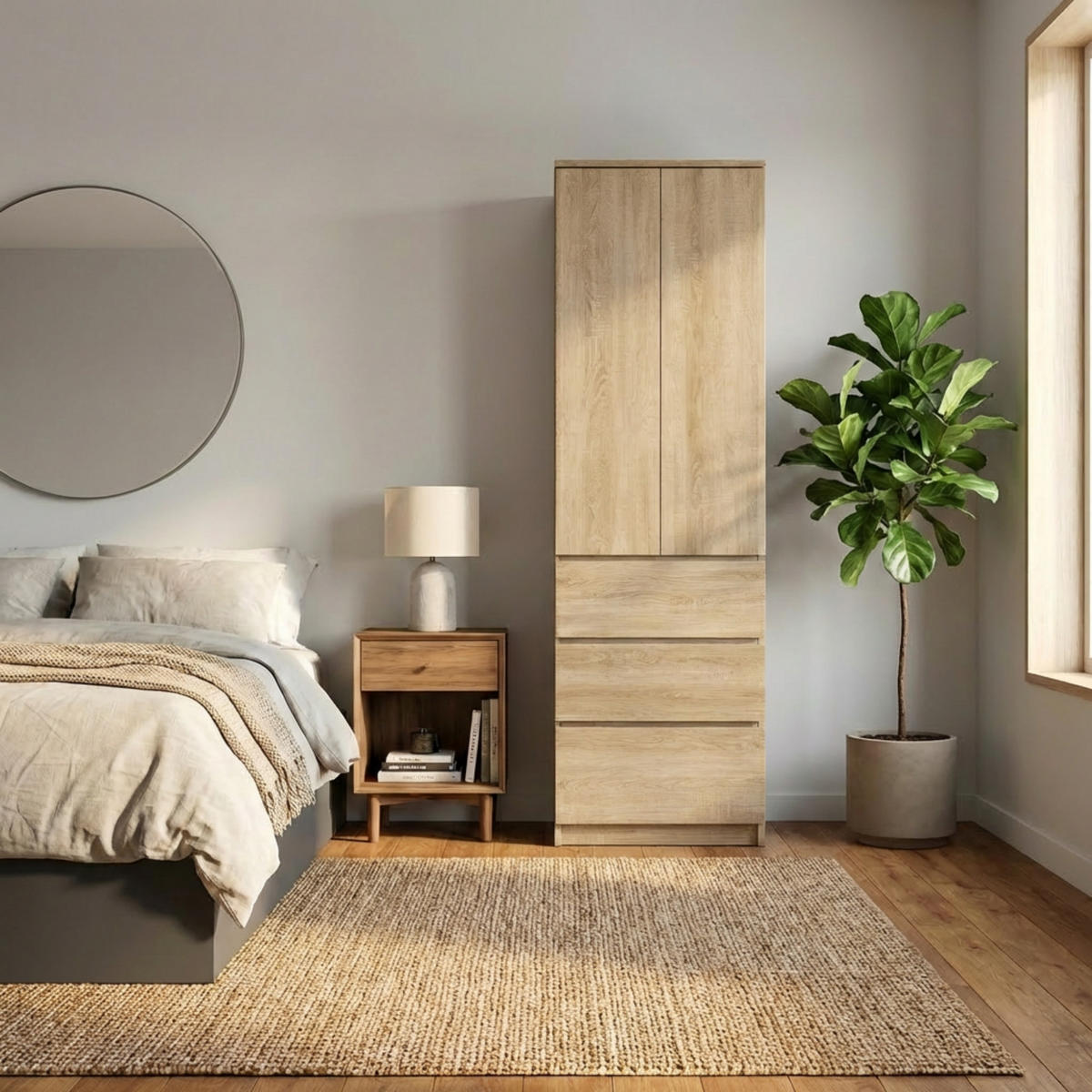 MEHRZWECKSCHRANK 2-türig mit 3 Einlegeböden & 3 Schubladen in Sonoma - Sonoma Eiche, Holzwerkstoff (50/180.5/40cm) - Home Collective