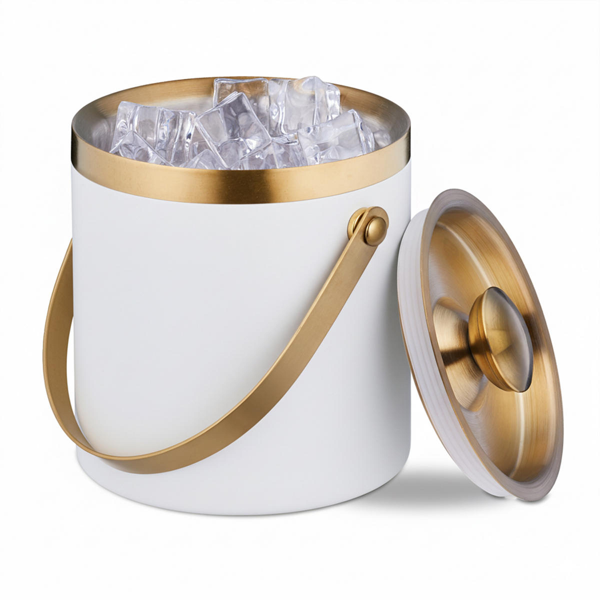 EISWÜRFELBEHÄLTER - Weiß, Kunststoff/Metall (15/17cm) - Relaxdays