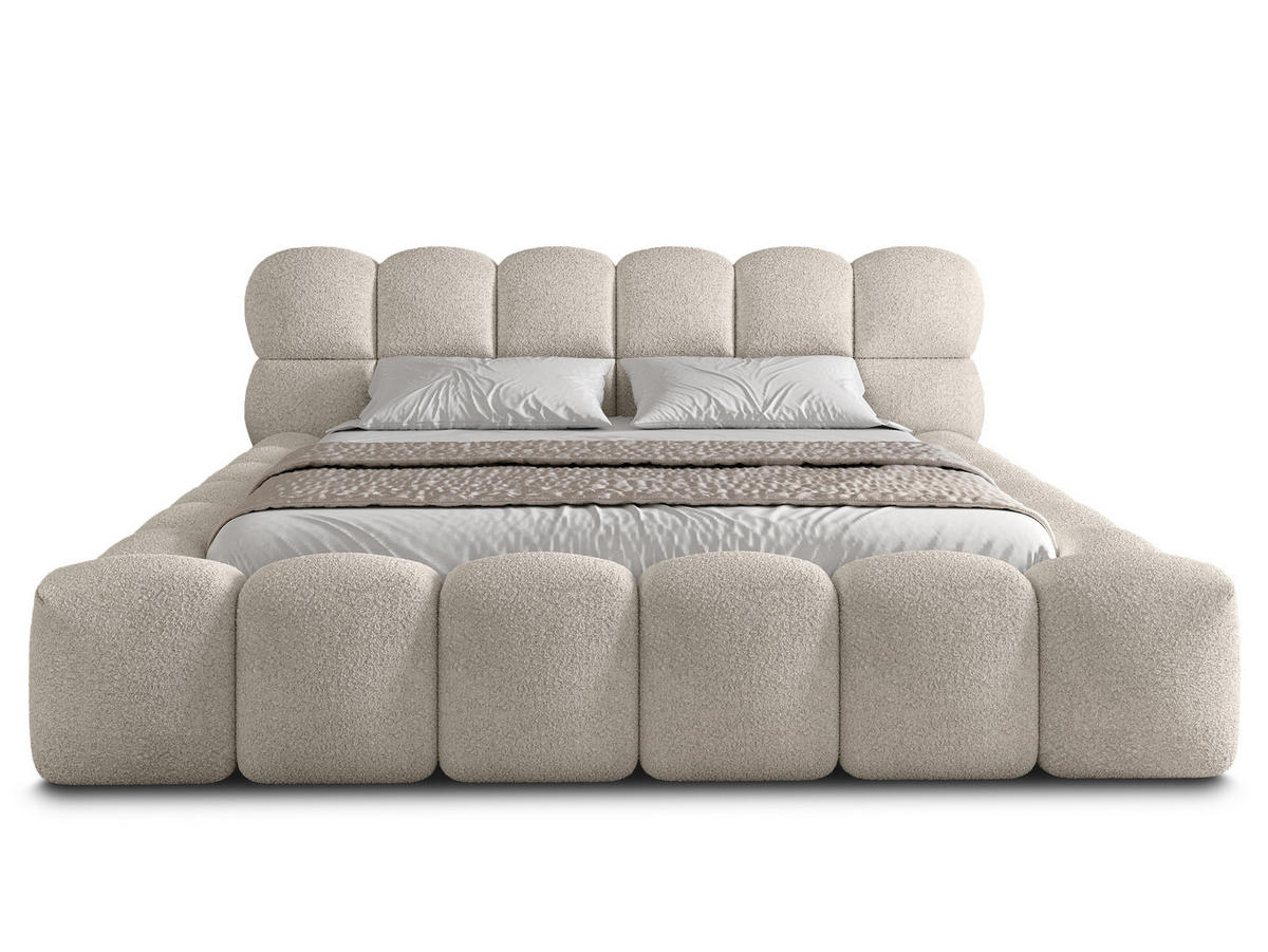 POLSTERBETT Mira 2 Hellbeige 140/200 cm Boucle mit Bettkasten - Beige, Textil/Metall (140/200cm) - wonello