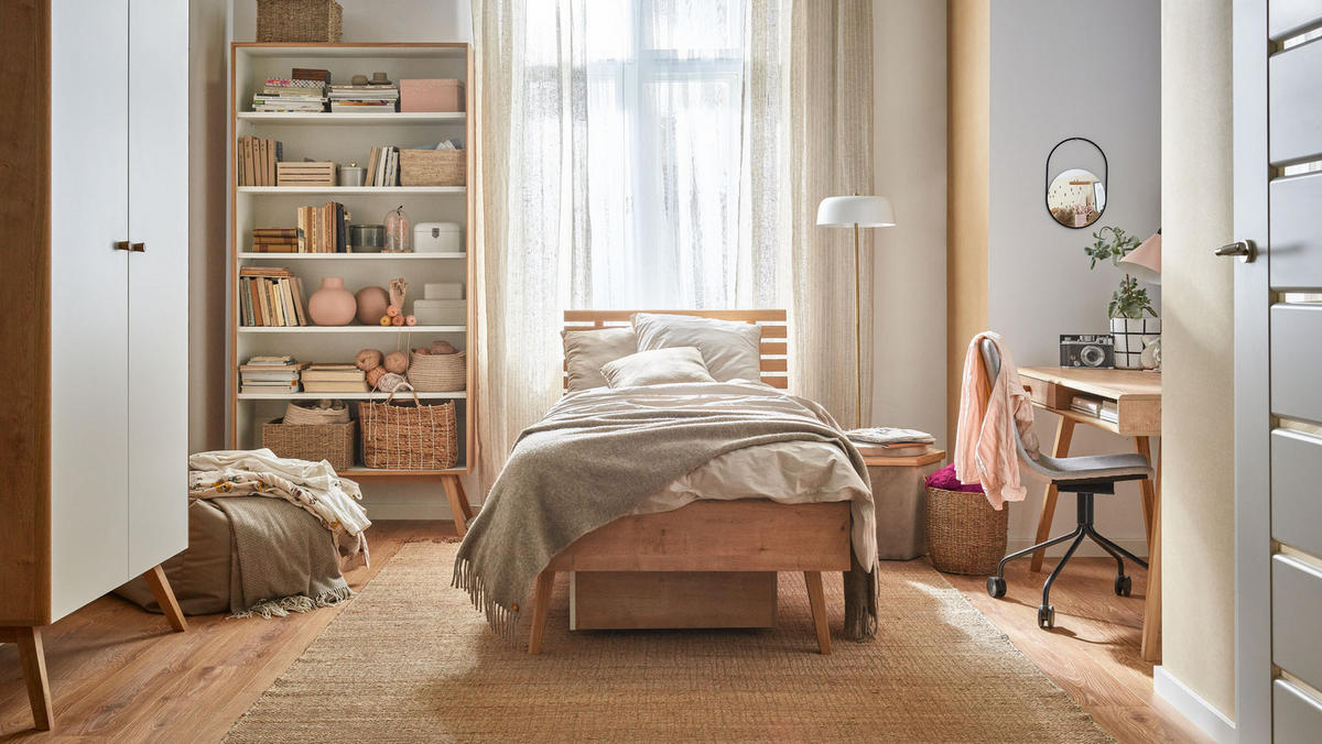 BETT NATURE - Eichefarben, Holzwerkstoff (213/95/95cm) - Vox Möbel