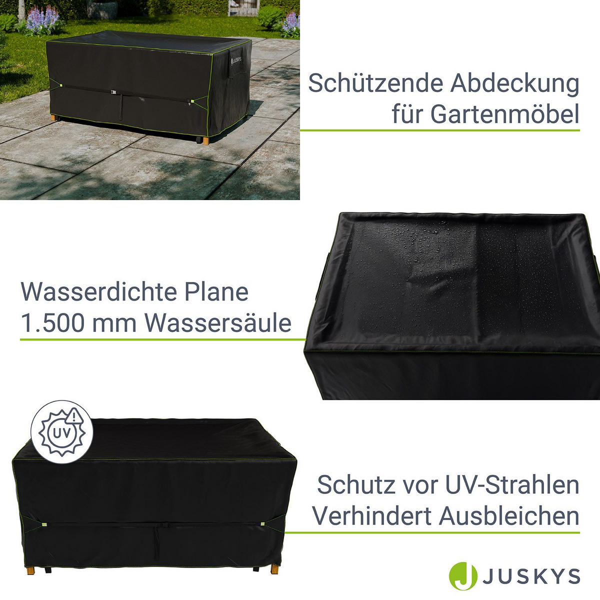GARTENMÖBELABDECKUNG CoverSafe Pro schwarz - Schwarz, Kunststoff (120/75/118cm) - Juskys