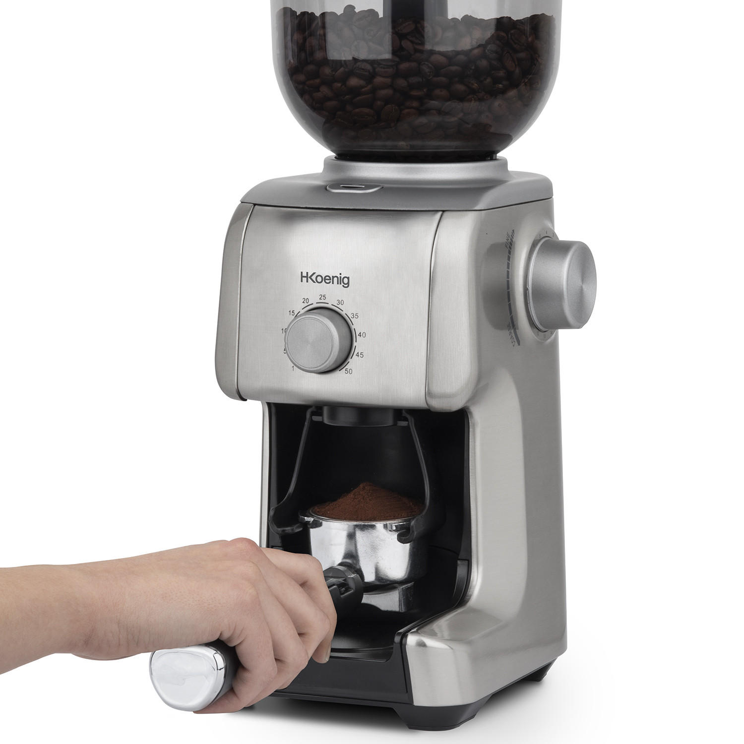 KAFFEEMÜHLE GRD830 Silber - Schwarz, Metall (16.5/39/21cm) - HKoenig