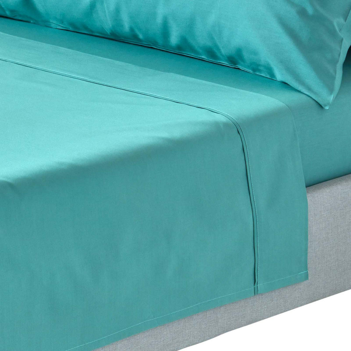 BETTLAKEN ohne Gummizug, Ägyptische Baumwolle, Fadendichte 200 - Grün, Textil (180/290cm) - Homescapes