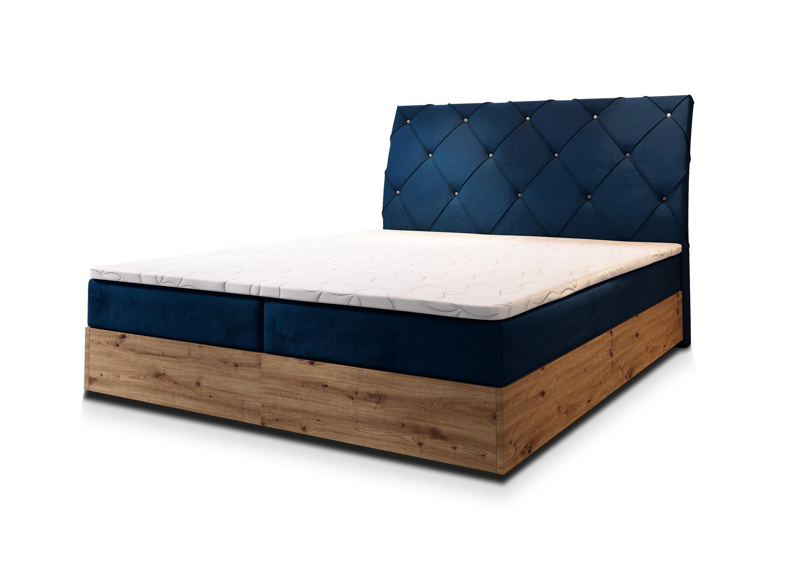 MASSENO AMERICKÁ POSTEL VELLANO 160x200 cm, s matrací a úložným prostorem, modrá