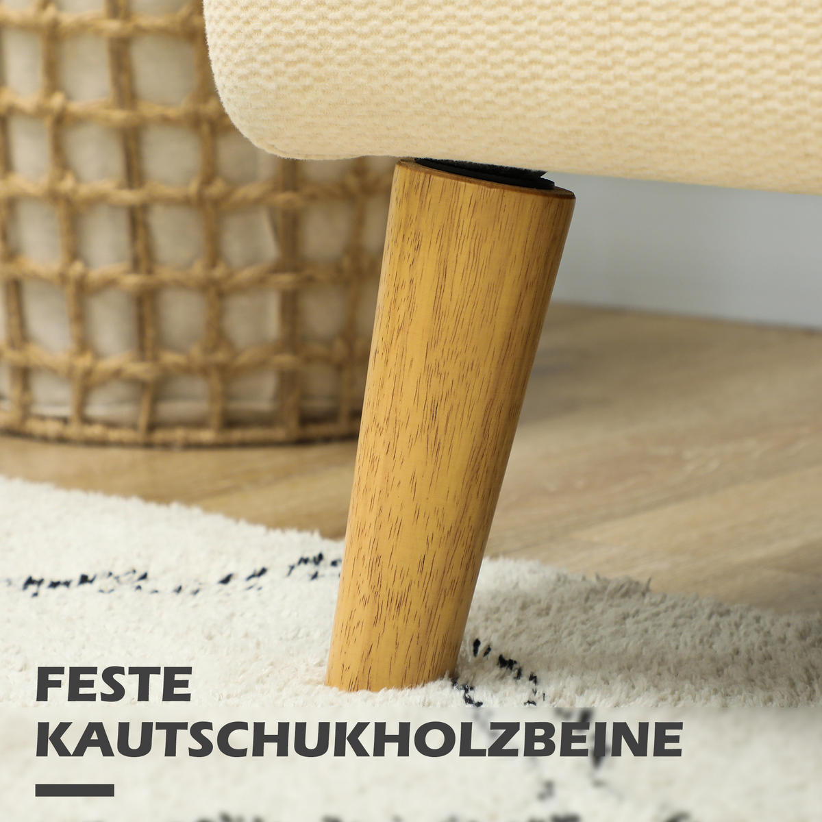 SOFA, 2 Sitzer , 130 x 74 x 79 cm, Cremeweiß - Weiß, Textil (130/79/74cm) - HOMCOM