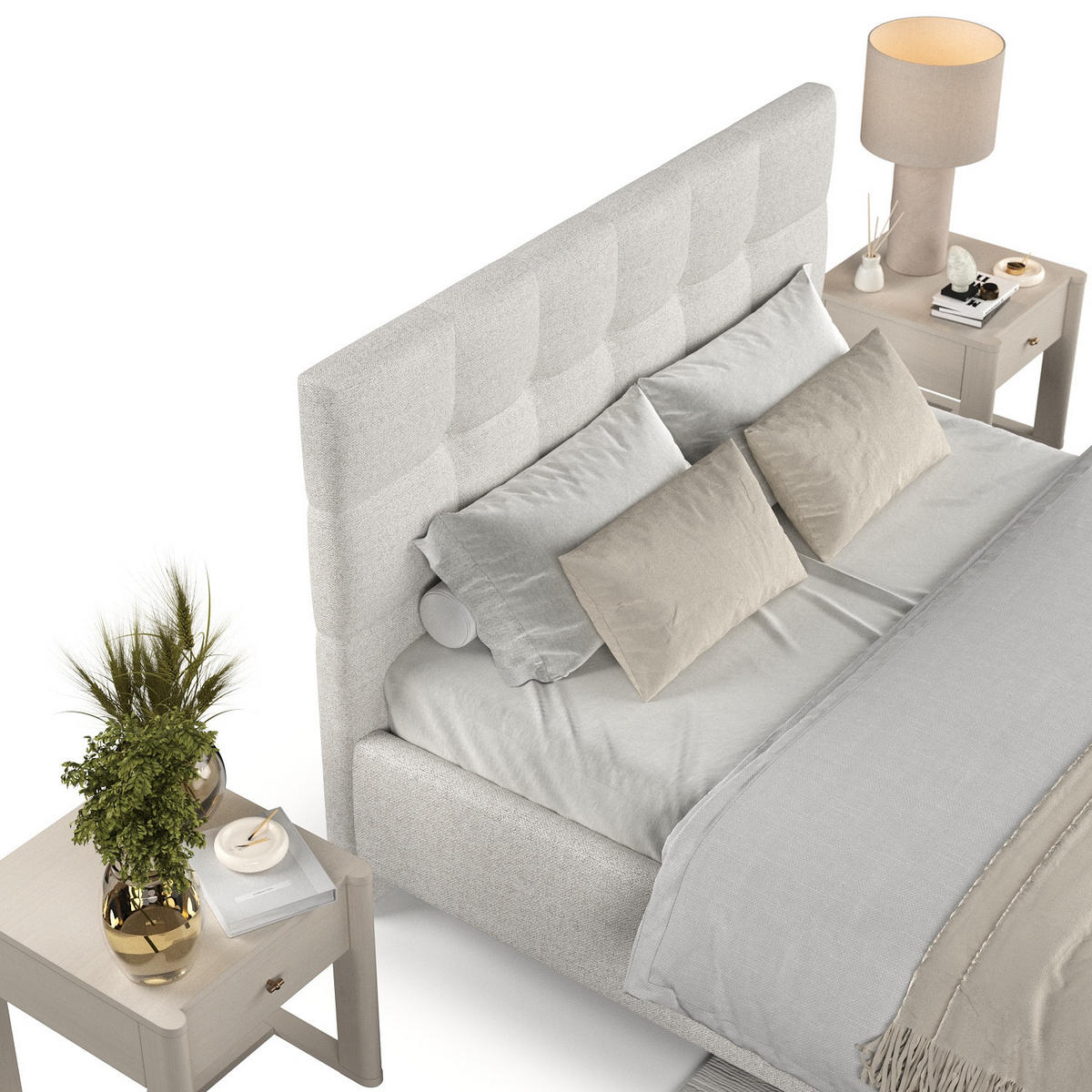 POLSTERBETT Cora 140/200 cm Hellbeige im Riva Stoff - Beige/Naturfarben, Holz/Holzwerkstoff (140/200cm) - AltaBeds