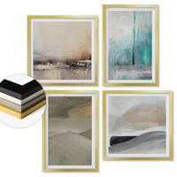 WANDBILDER 4er Set - 50x50 cm & 40x60 cm Goldrahmen - Gemalte abstrakte Dekorationen - Goldfarben, Kunststoff (50/50cm) - ArtPrintCave