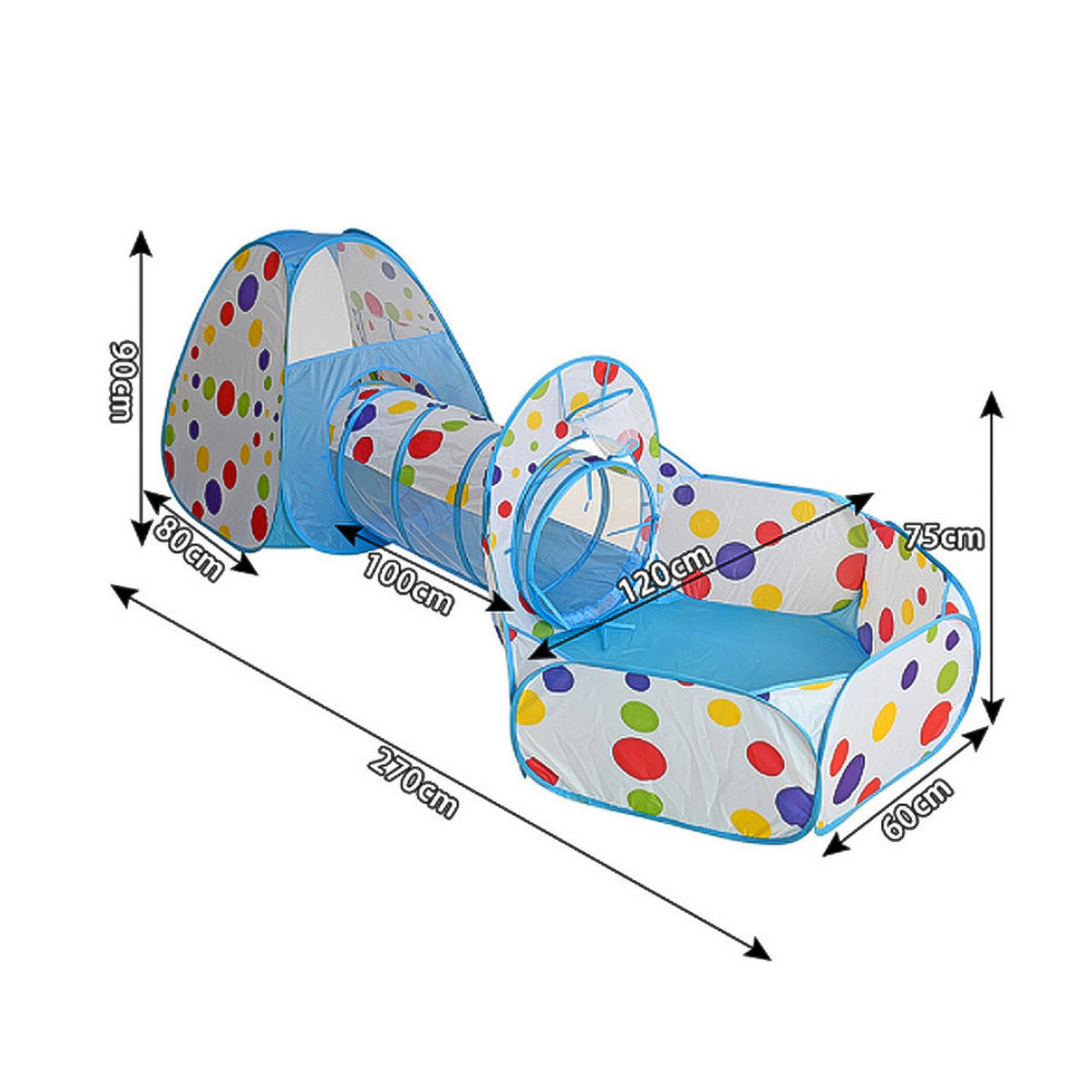 SPIELPLATZ 2 in 1 Faltbar Kinderzelt Bällebad Basketballkorb Polyester Multicolor - Multicolor, Kunststoff (270/90/120cm) - Livingandhome
