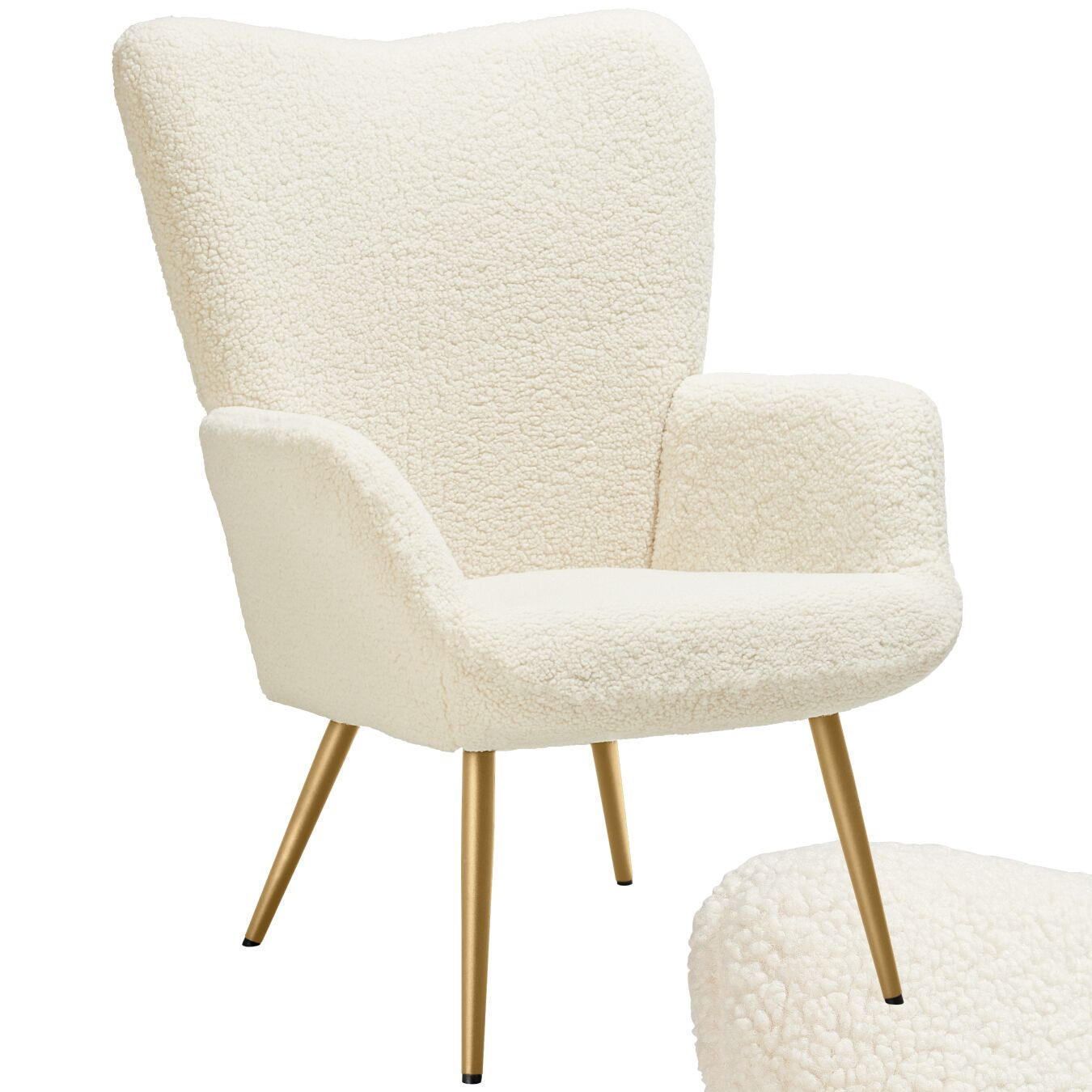 SESSEL Hygge,72 x 76 x 100,5 cm,Bouclé creme/gold - Goldfarben/Creme, Kunststoff (72/100.5/76cm) - tectake