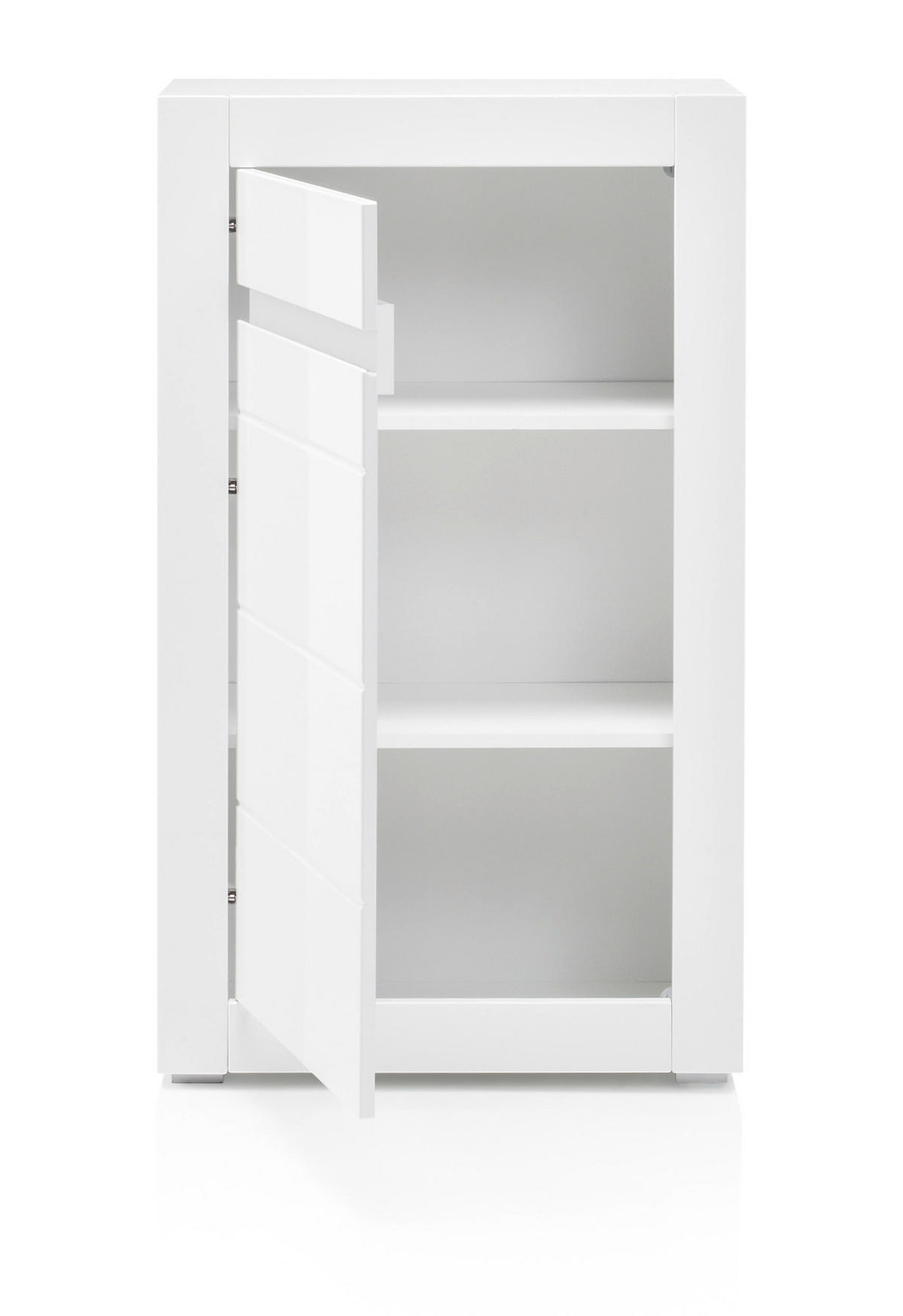 WOHNWAND 4-teilig Hochglanz weiß 302 cm, Anbauwand mit Soft-Close - Weiß Hochglanz/Weiß, Glas/Holz (302/198/42cm) - Furn.Design