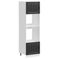 HERDUMBAUSCHRÄNKE 2er Set Lucca Schwarz Holzwerkstoff - Schwarz, Holzwerkstoff (57/207/60cm) - vidaXL