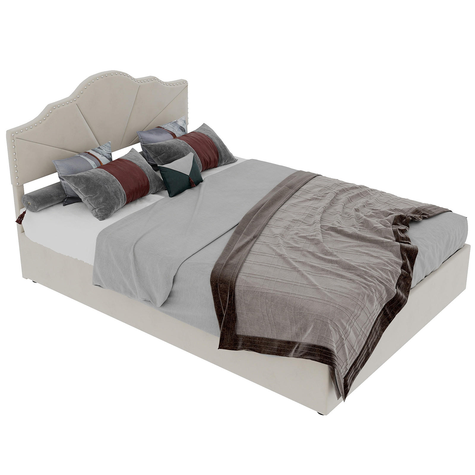 POLSTERBETT 140x200 cm Samt Stauraum hydraulisch beige - Beige, Textil (140/200cm) - Fortuna Lai