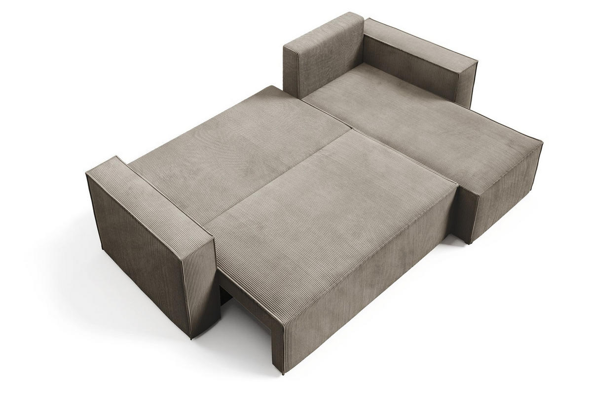 ECKSOFA Roda Braun, Cord-Ecksofa mit Schlaffunktion - Braun, Holzwerkstoff/Textil (248/150cm) - Bettso