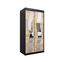 SCHWEBETÜRENSCHRANK 200/100/62 2-türig - Silberfarben/Schwarz, Holz/Kunststoff (100/200/62cm) - Abiks Möbel