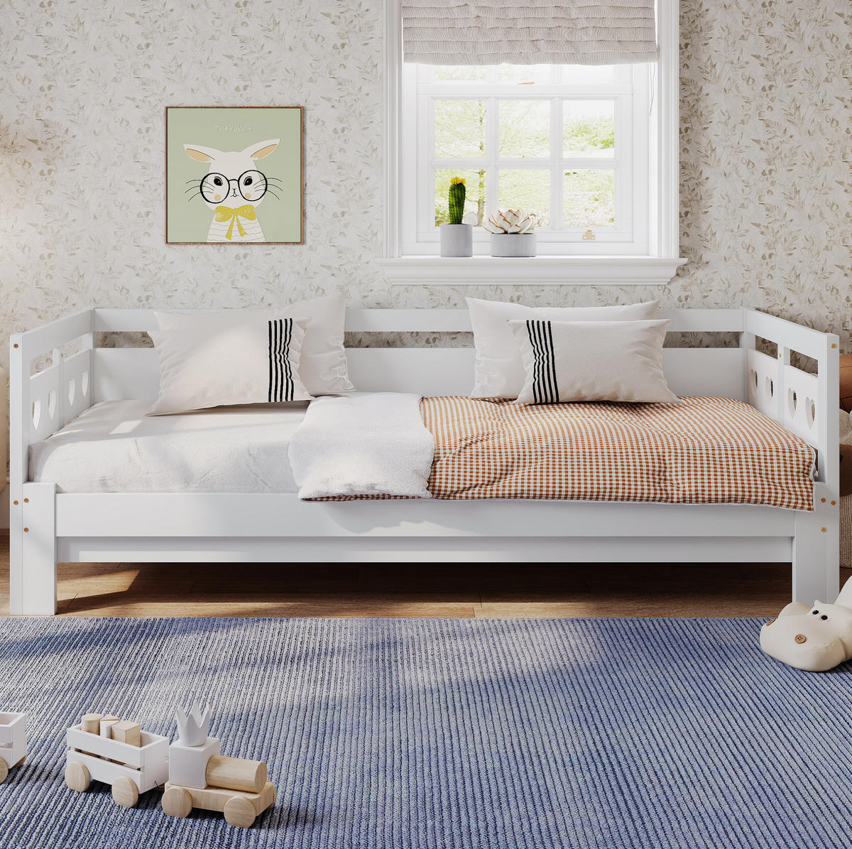 AUSZIEHBETT 90/190 cm mit Herz-Design, Massivholz Kiefer, Weiß - Weiß, Holzwerkstoff (90/190cm) - Redom