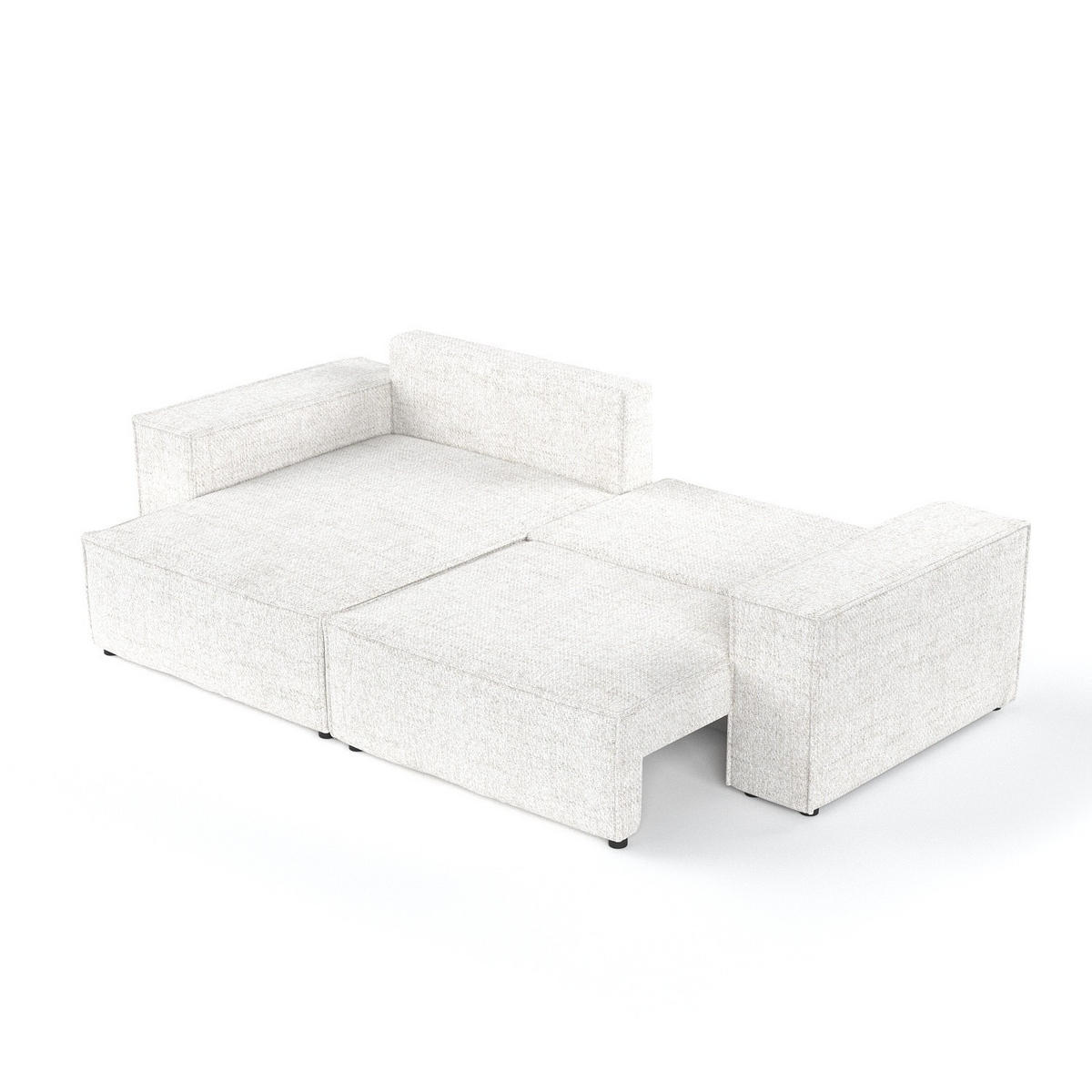 ECKSOFA CAVO mit Schlaffunktion Creme im Neve Stoff - Creme/Schwarz, Holz/Holzwerkstoff (255/148cm) - AltaBeds